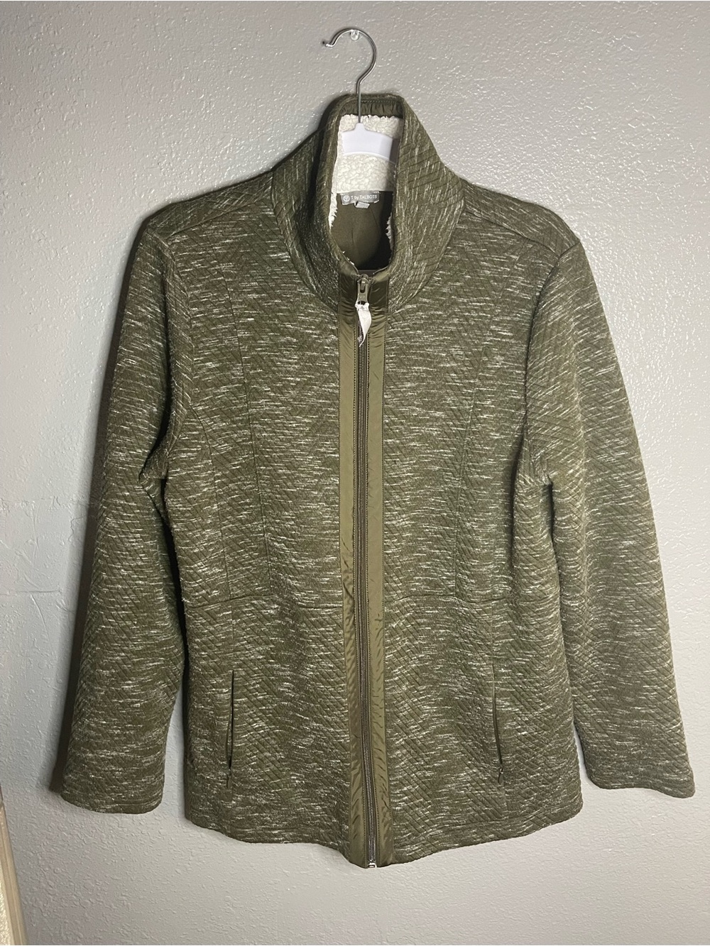Talbots Olive Green Quilted Full-Zip Utility Jacket